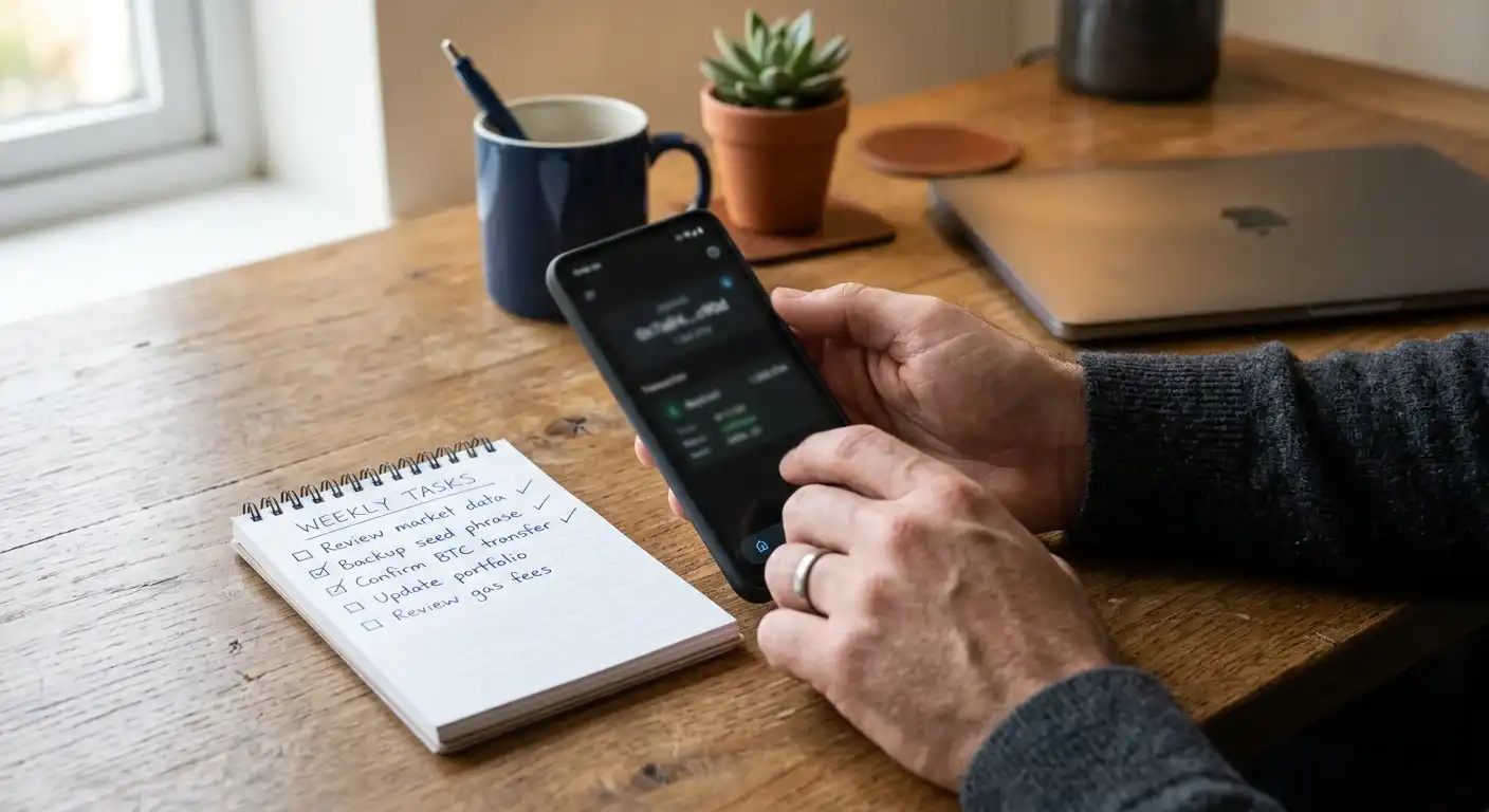 Person prüft eine BCH-Wallet-Adresse und Transaktions-ID auf einem Smartphone