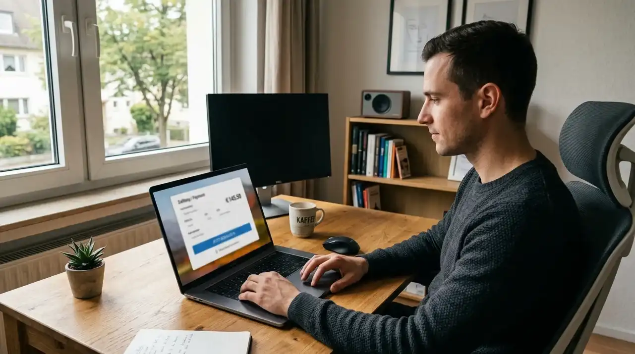 Online-Casino mit Lastschrift und deutschem Girokonto auf neutralem Schreibtisch