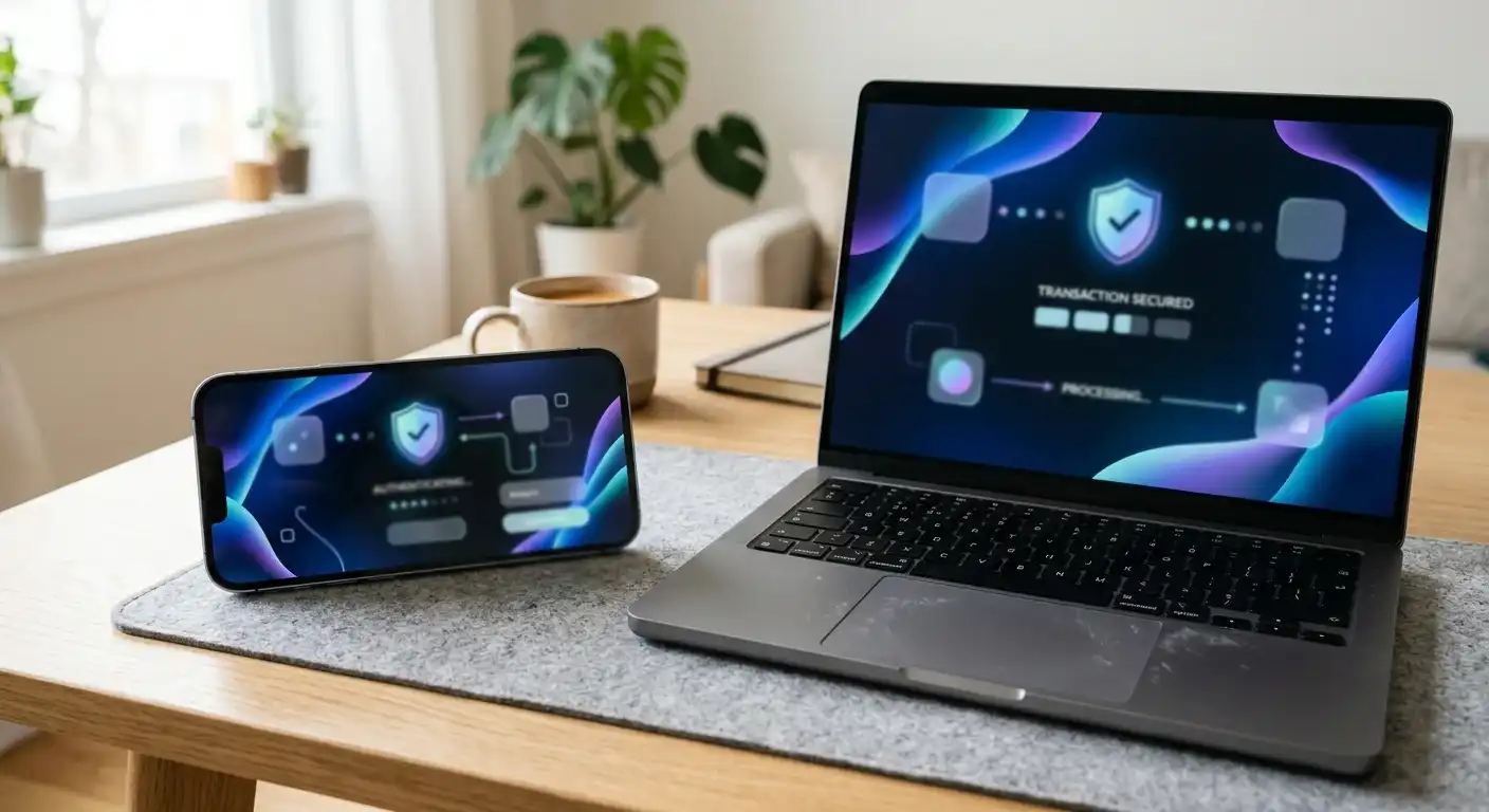 Smartphone und Laptop mit neutraler Casino-Kassenseite ohne Logos
