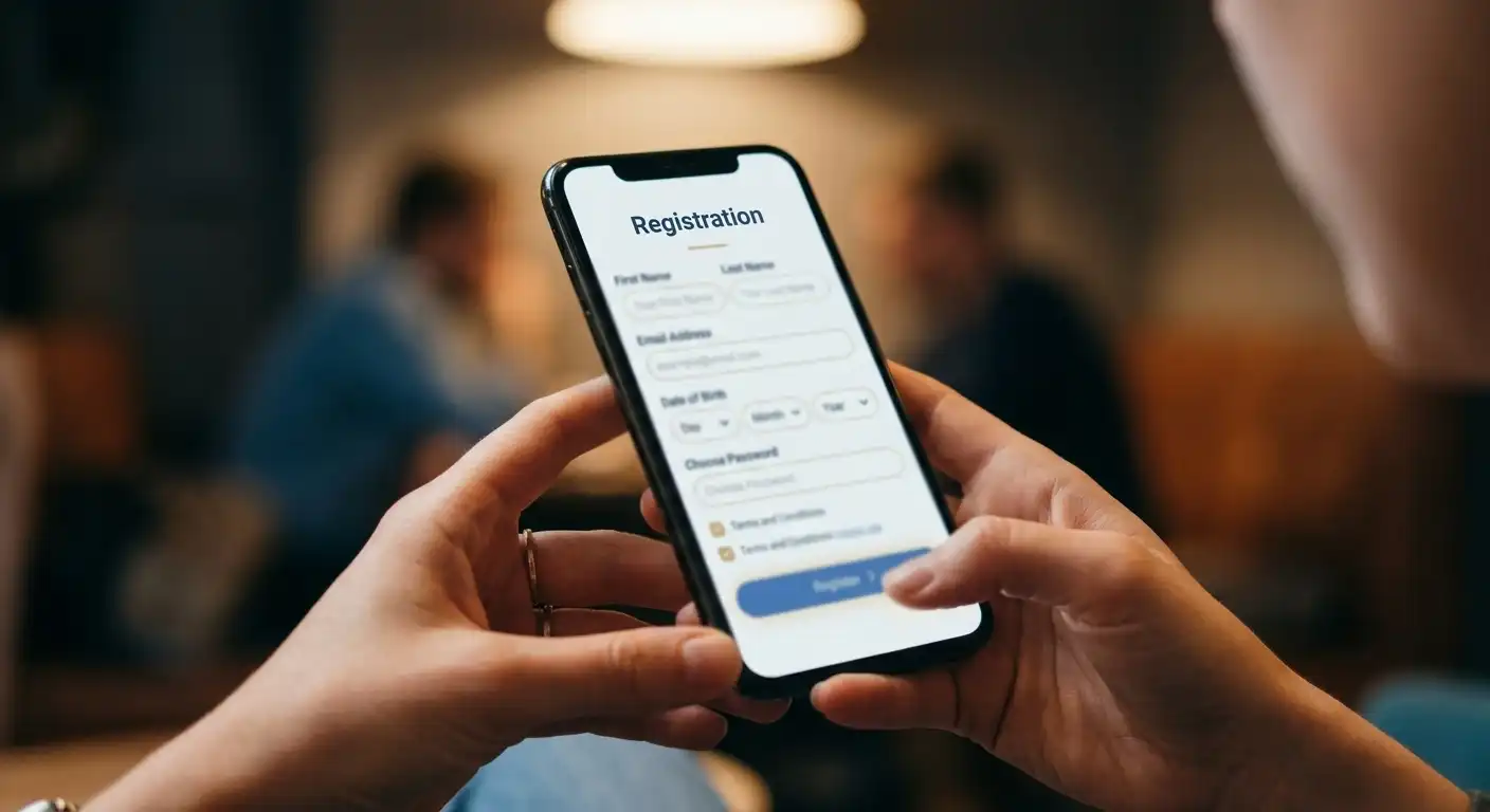 Smartphone mit Casino-Registrierung und Bonus-Aktivierung