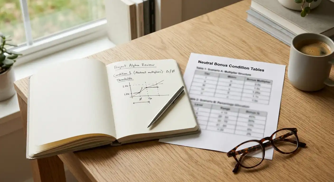 Notizbuch mit Stift und Casino-Bonusbedingungen — Wagering und Max-Cashout sichtbar