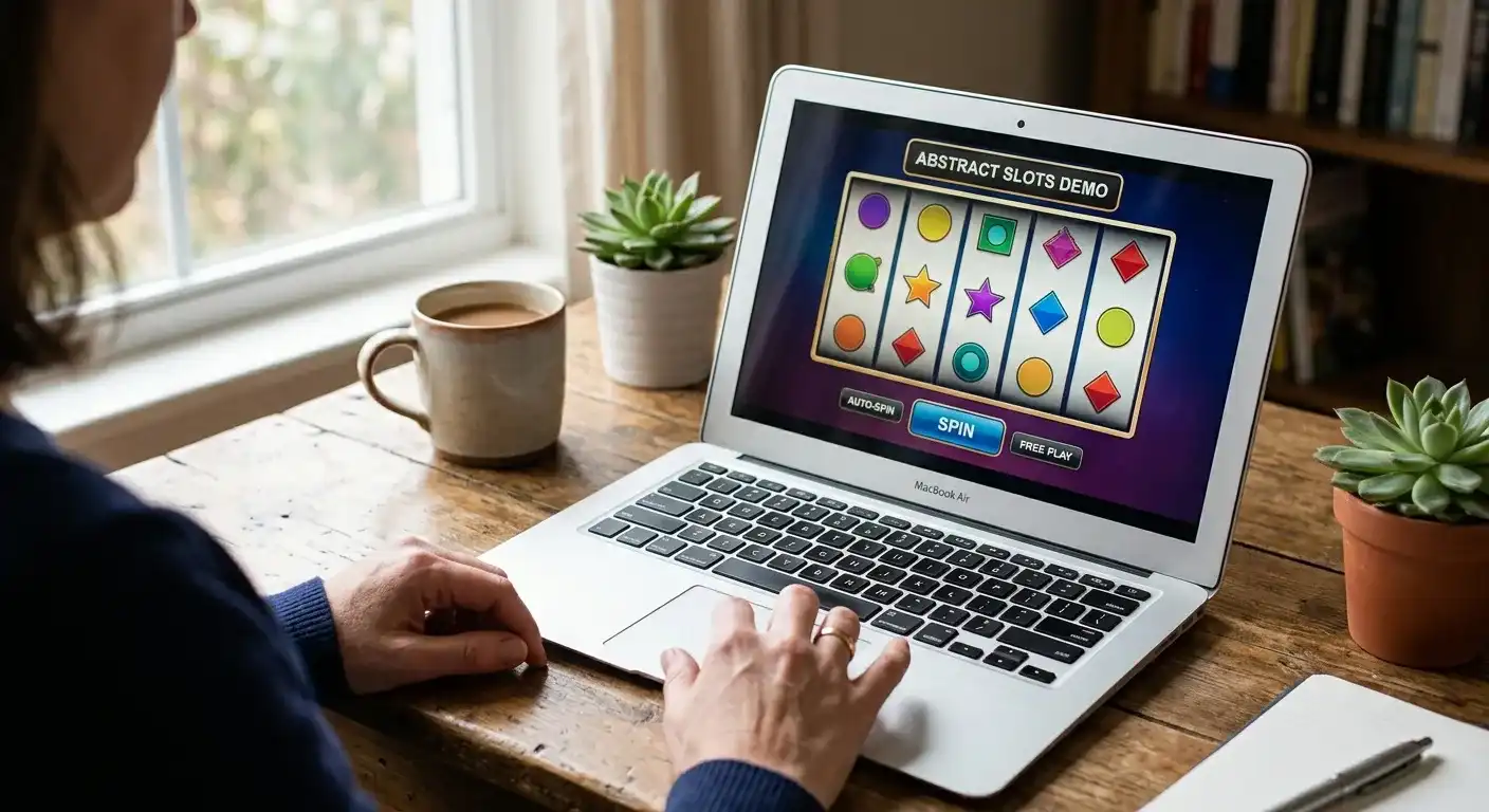 Kostenloser Demo-Spielclient mit virtuellem Guthaben auf einem Laptop