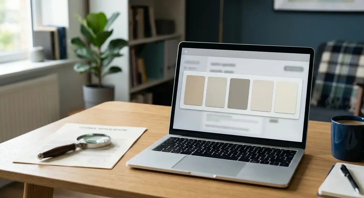 Neutraler Vergleich von fünf Casino-Anbietern auf einem Laptop ohne erkennbare Markenlogos