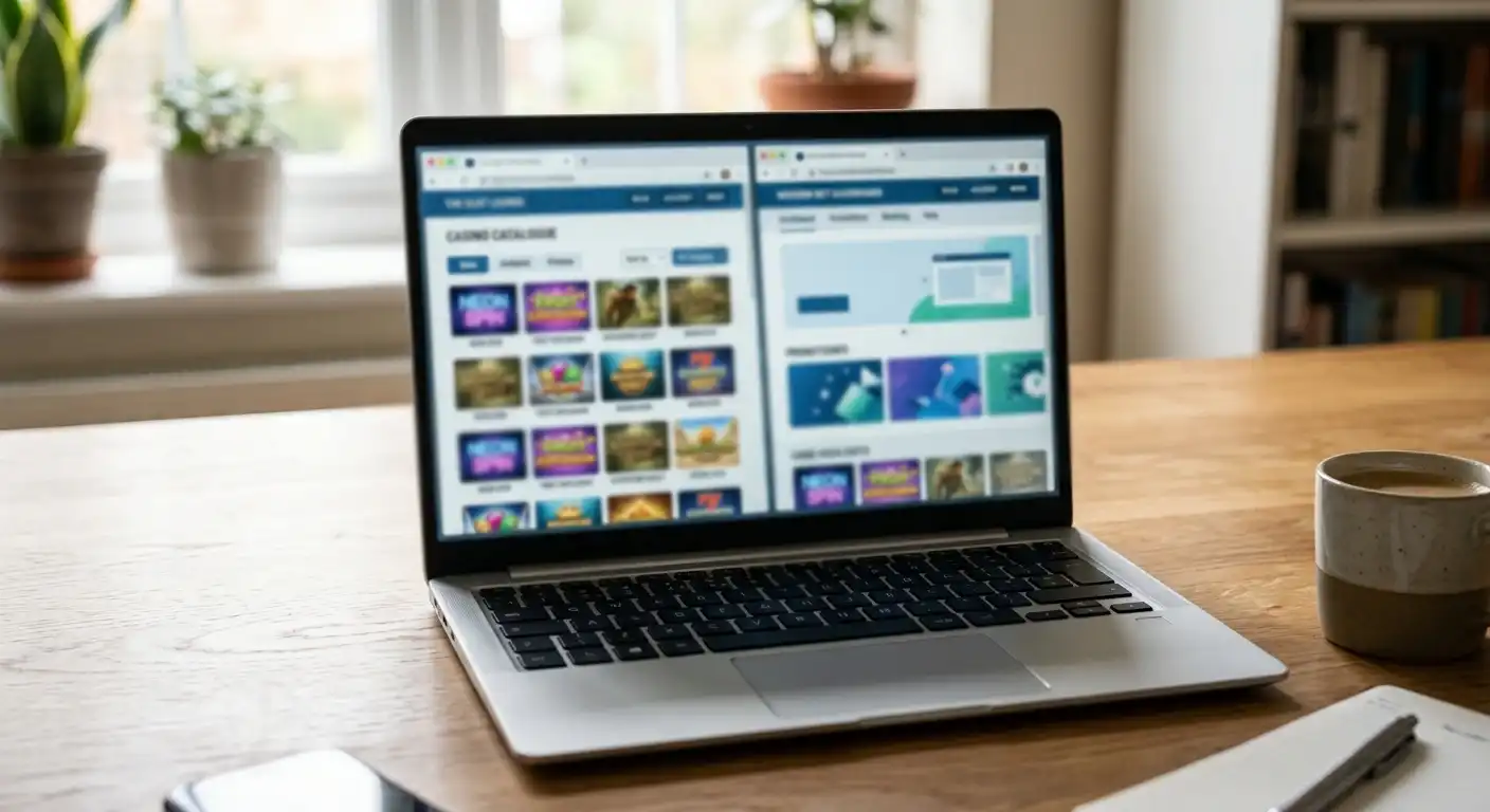 Laptop mit getrennten Demo- und Betreiberseiten