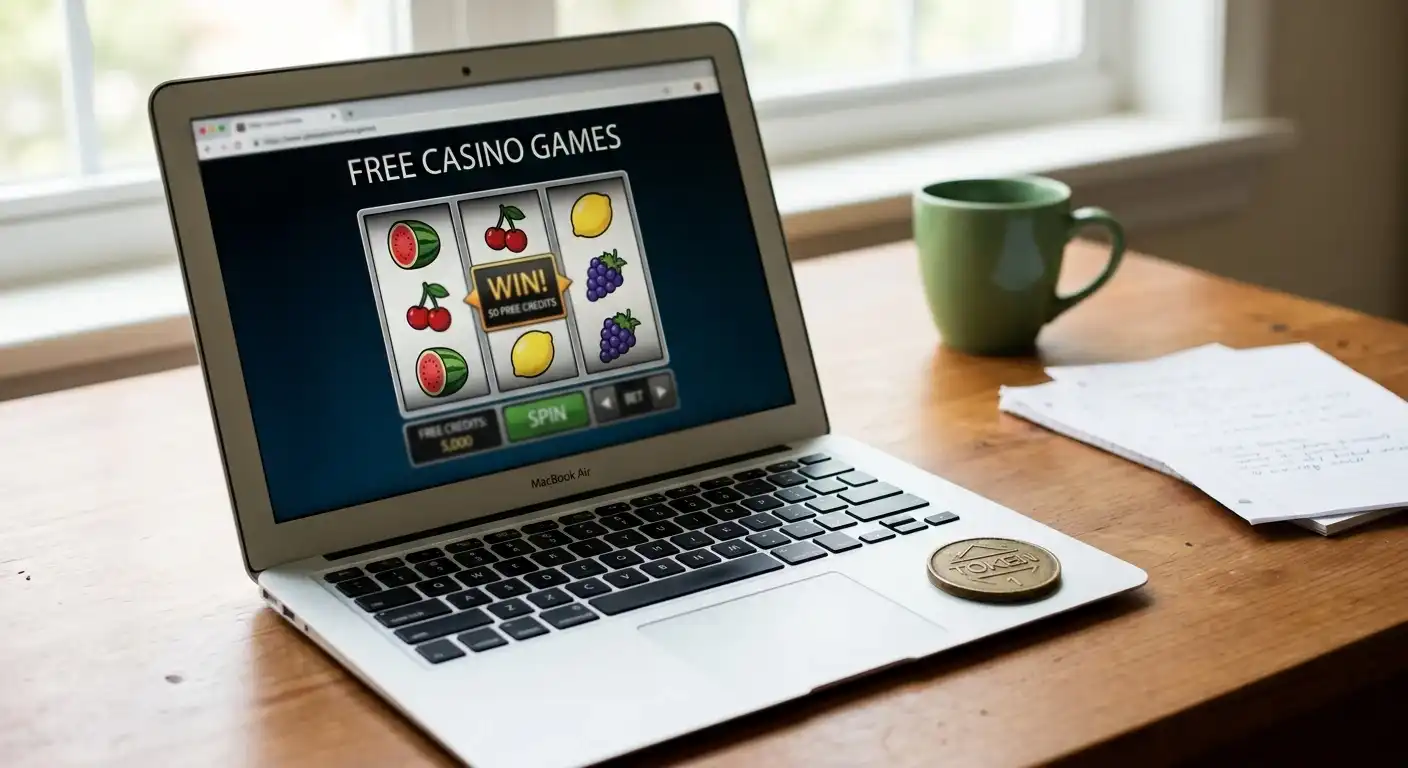 Demo-Spielautomaten ohne Registrierung auf einem Laptop