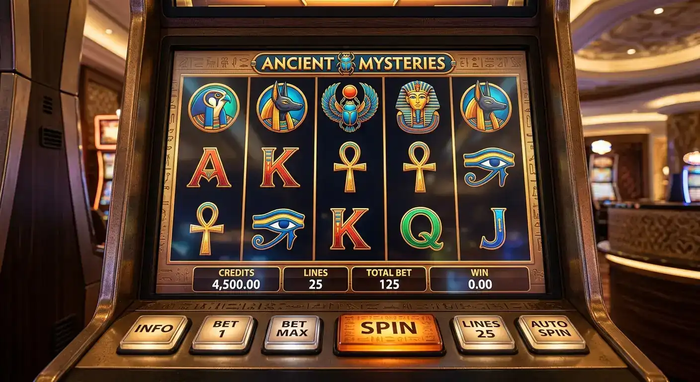 Neutrale Walzenansicht mit ägyptischen Symbolen und Spielparametern