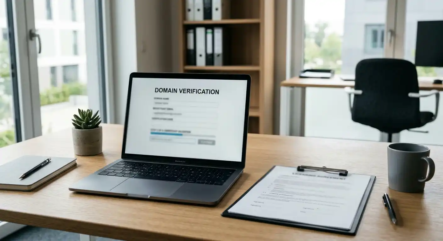 Dokument und Laptop bei der Prüfung einer deutschen Casino-Domain