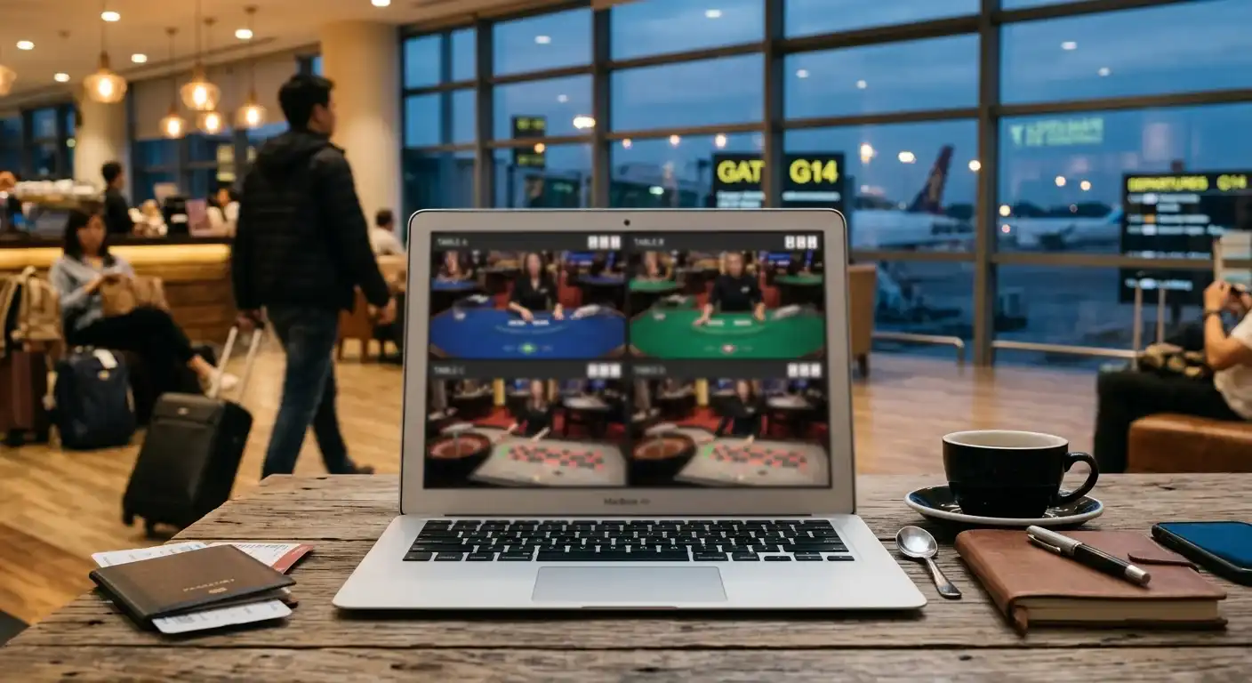 Internationaler Live-Casino-Tisch auf neutralem Bildschirm ohne Markenlogo