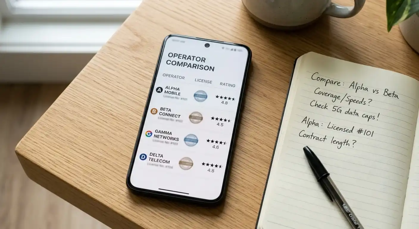 Übersicht der mobilen Casino-Anbieter mit Lizenz-Hinweisen auf einem Smartphone-Bildschirm