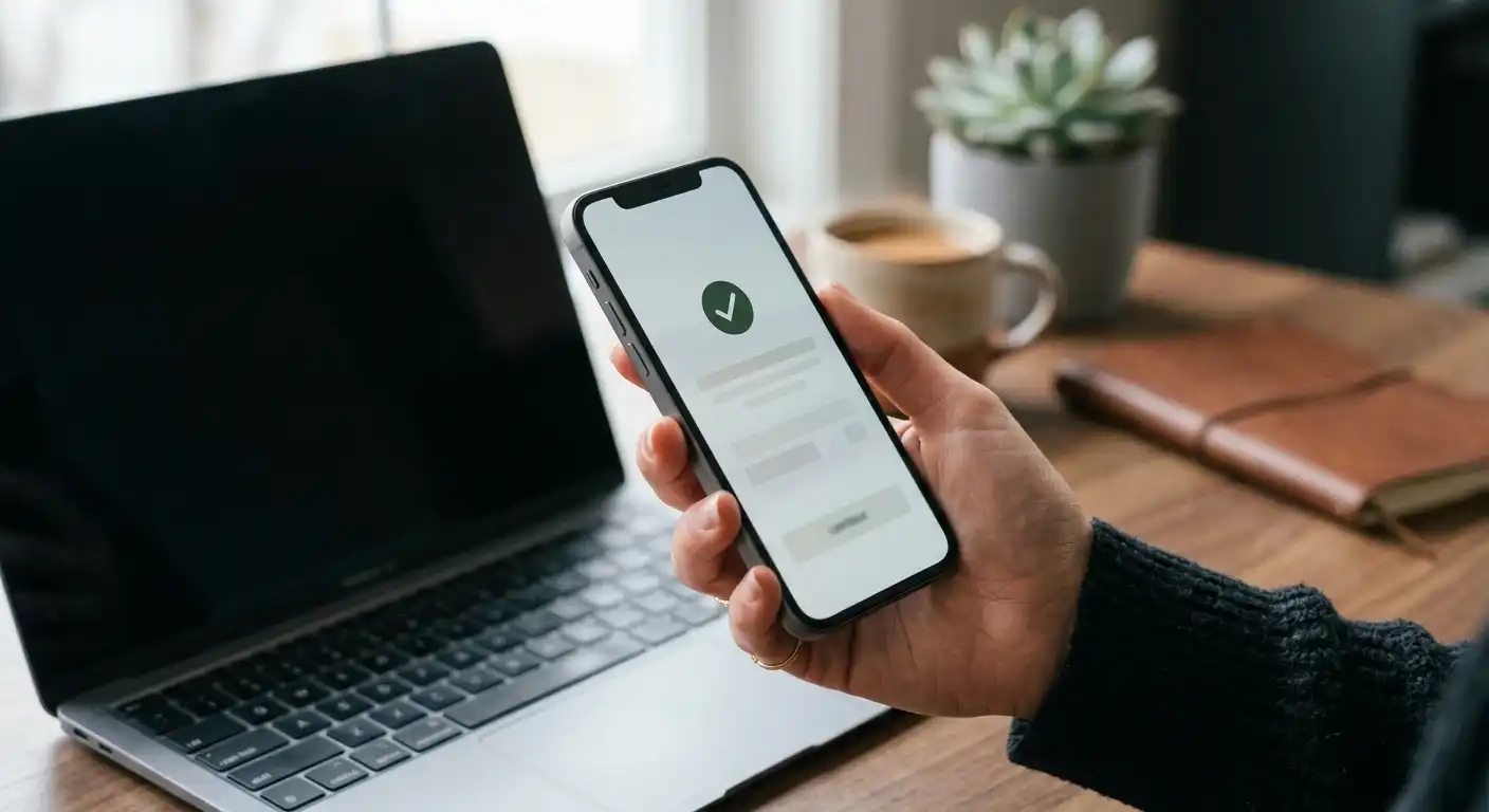 Smartphone mit neutraler Zahlungsoberfläche und Sicherheitsprüfung