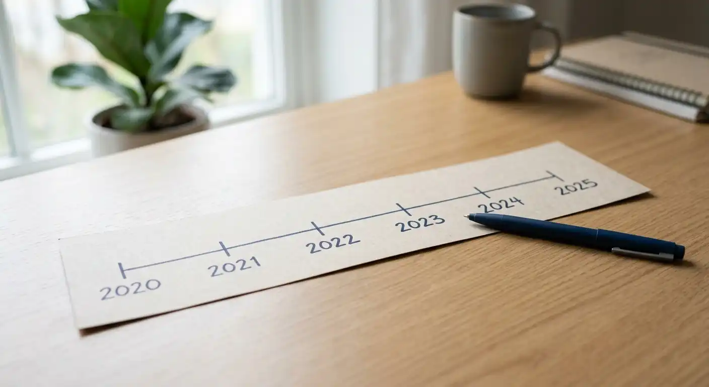 Neutrale Zeitleiste mit markierten Sperrfristen auf Papier