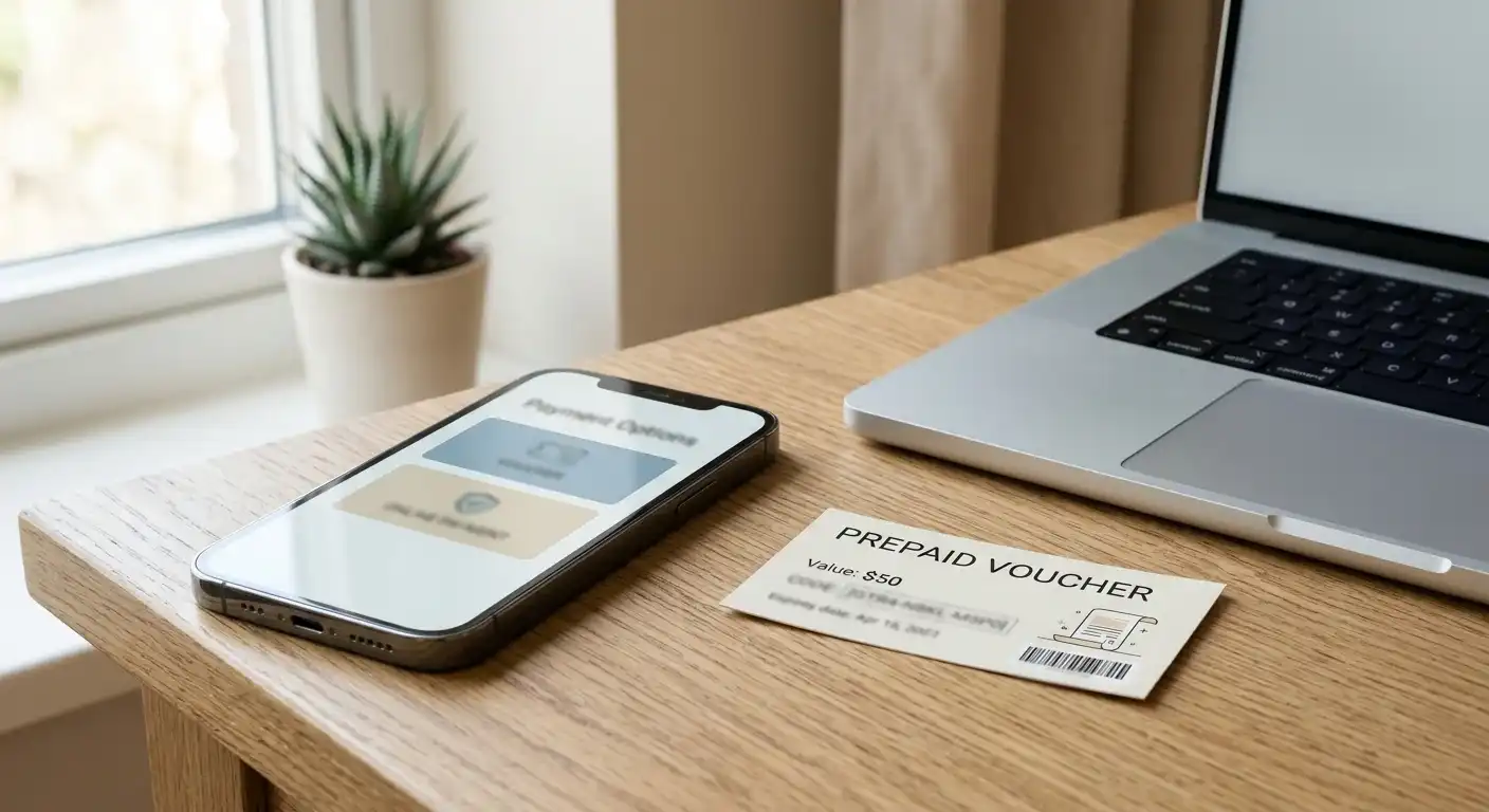 Smartphone mit neutraler Zahlungsübersicht für Casino-Bonus und Prepaid-Zahlung