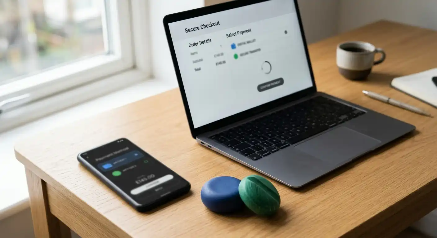 Neutrale Darstellung von Paysafecard und PayPal als geprüfte Zahlungswege ohne Logos