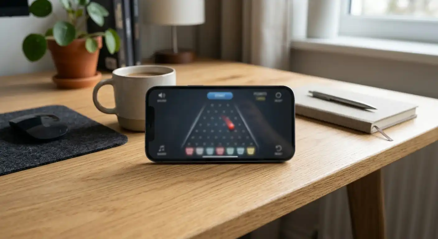 Smartphone mit kostenloser Plinko-Demo und verständlicher Spielhilfe