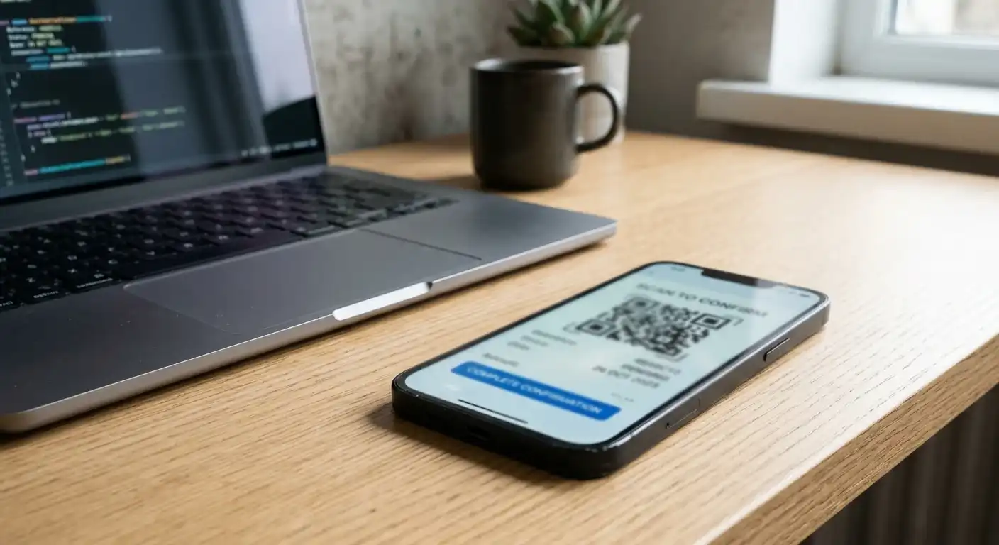 Smartphone mit QR-Bestätigung für eine Online-Zahlung