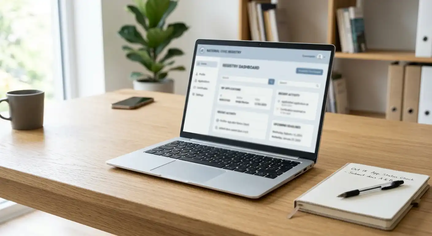 Laptop mit geöffneter Whitelist-Seite der Gemeinsamen Glücksspielbehörde der Länder