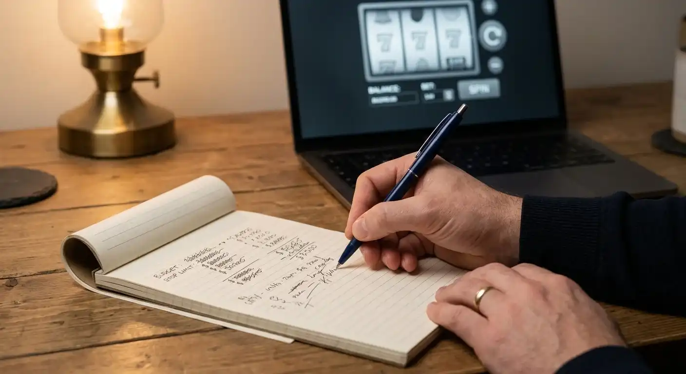 Person mit Notizblatt zur Planung einer Spielserie