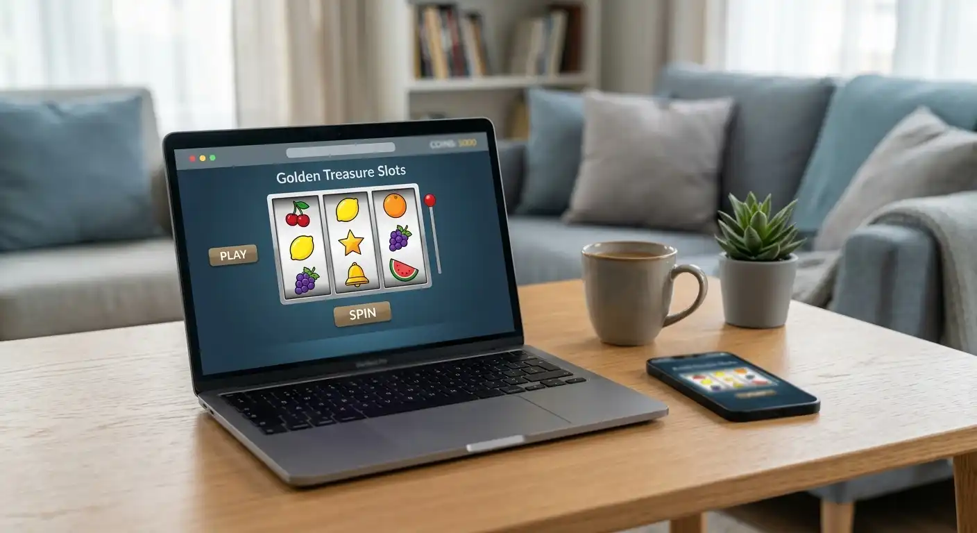 Smartphone und Laptop mit neutralen Spielautomaten ohne erkennbare Marken