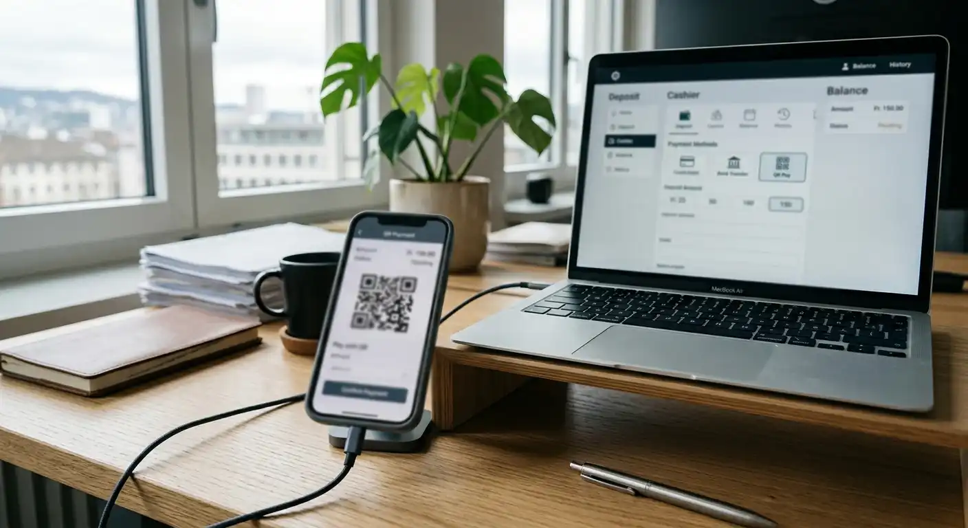 TWINT-QR-Code und Smartphone für eine Schweizer Casinoeinzahlung