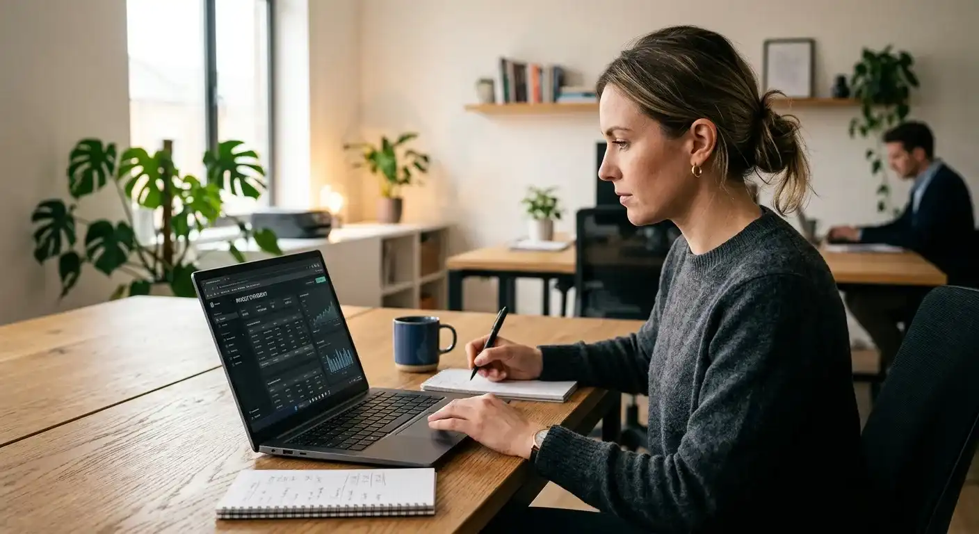 Prüfung einer Visa-Auszahlung am Laptop
