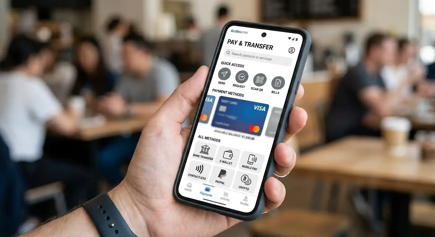 Smartphone mit verschiedenen Zahlungs-App-Symbolen auf dem Display